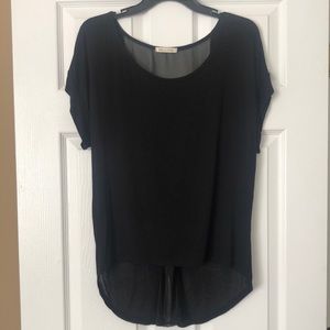 Black high low chiffon back with gold button